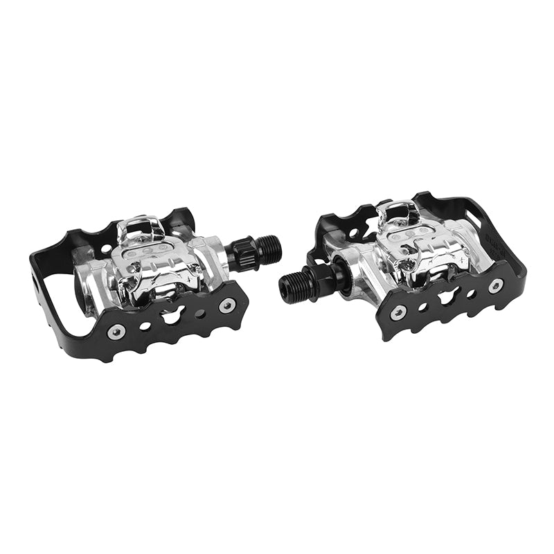 Pédale VTT Automatique Polyvalente Newton Avec 1 Face Shimano-SPD Noir Alu D9-16 354G Avec Cales (Paire)