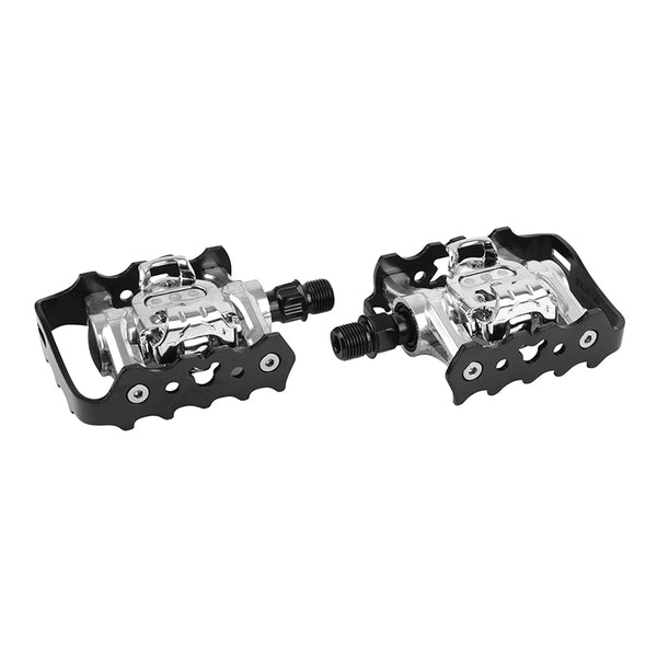 Pédale VTT Automatique Polyvalente Newton Avec 1 Face Shimano-SPD Noir Alu D9-16 354G Avec Cales (Paire)