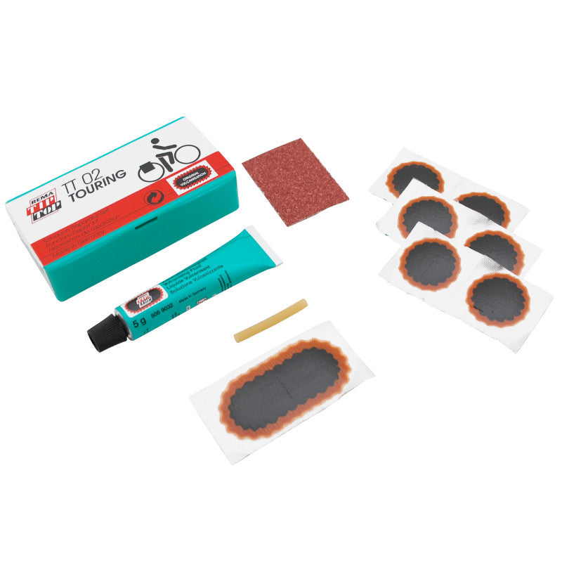 Kit Réparation Chambre A Air Tip Top Tt02 Touring Boite (6 Patchs F0 15 mm + 1 Patch F2 45X15 mm + Colle 5G + Papier Ponce) Avec Notice (506 0100)