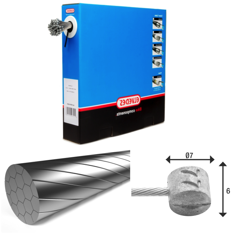 100 câble de freins 2 250mm 1x9 fils inox Slick Elvedes Ø1,5mm tête en T Ø7x6
