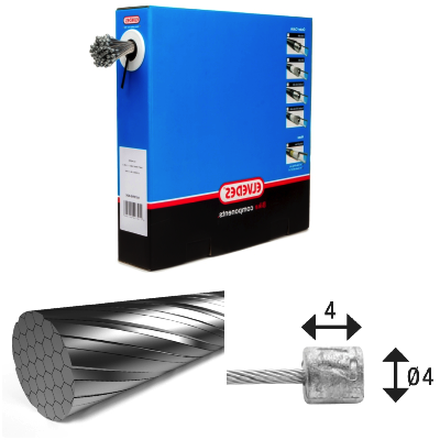 100 câble de transmission 2250mm 19 fils inox Slick Elvedes Ø1,1mm tête N Ø4,5x4,5