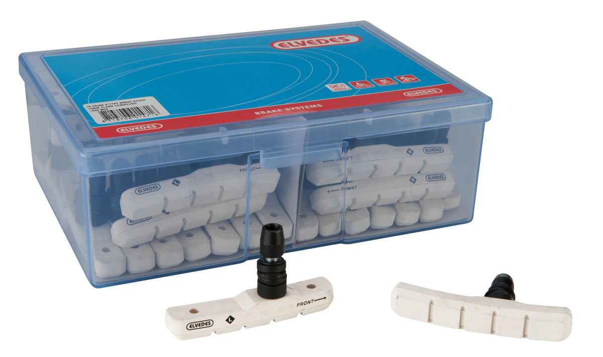 Boite de 25 paires patins de frein Elvedes V-Type 72mm White Compound