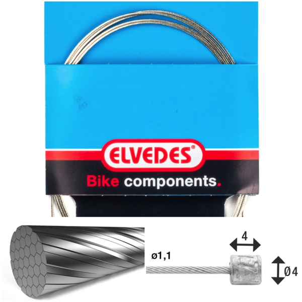 Câble de transmission 2250mm 7x7 fils inox Slick Elvedes Ø1,1mm avec tête N Ø4x4