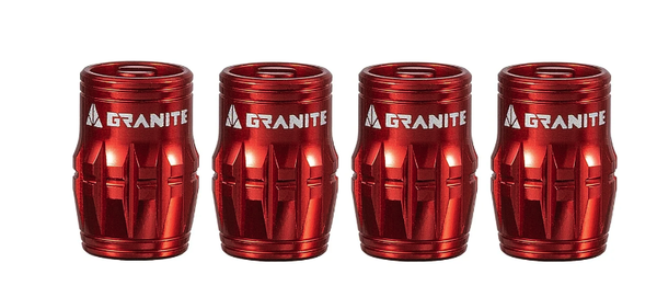 Capuchons de valves Granite pour CNC Schrader/démonte obus Juicy Nipples x4, rouge
