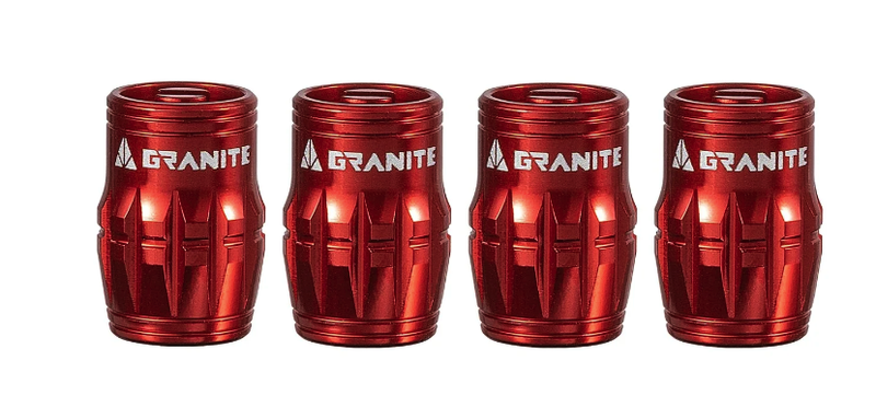 Capuchons de valves Granite pour CNC Schrader/démonte obus Juicy Nipples x4, rouge
