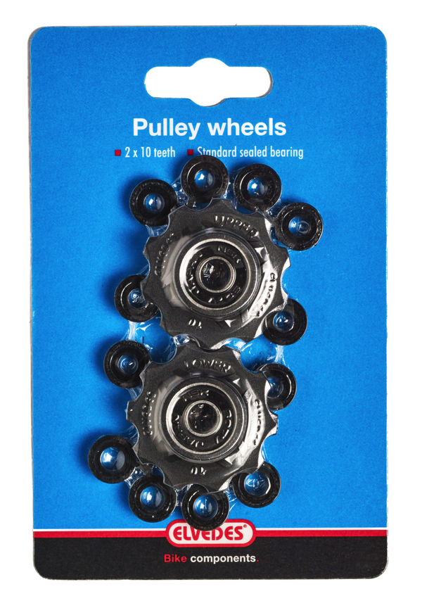 Galets de dérailleur 2 x 10 dents roulements annulaires incl. Elvedes Spacer