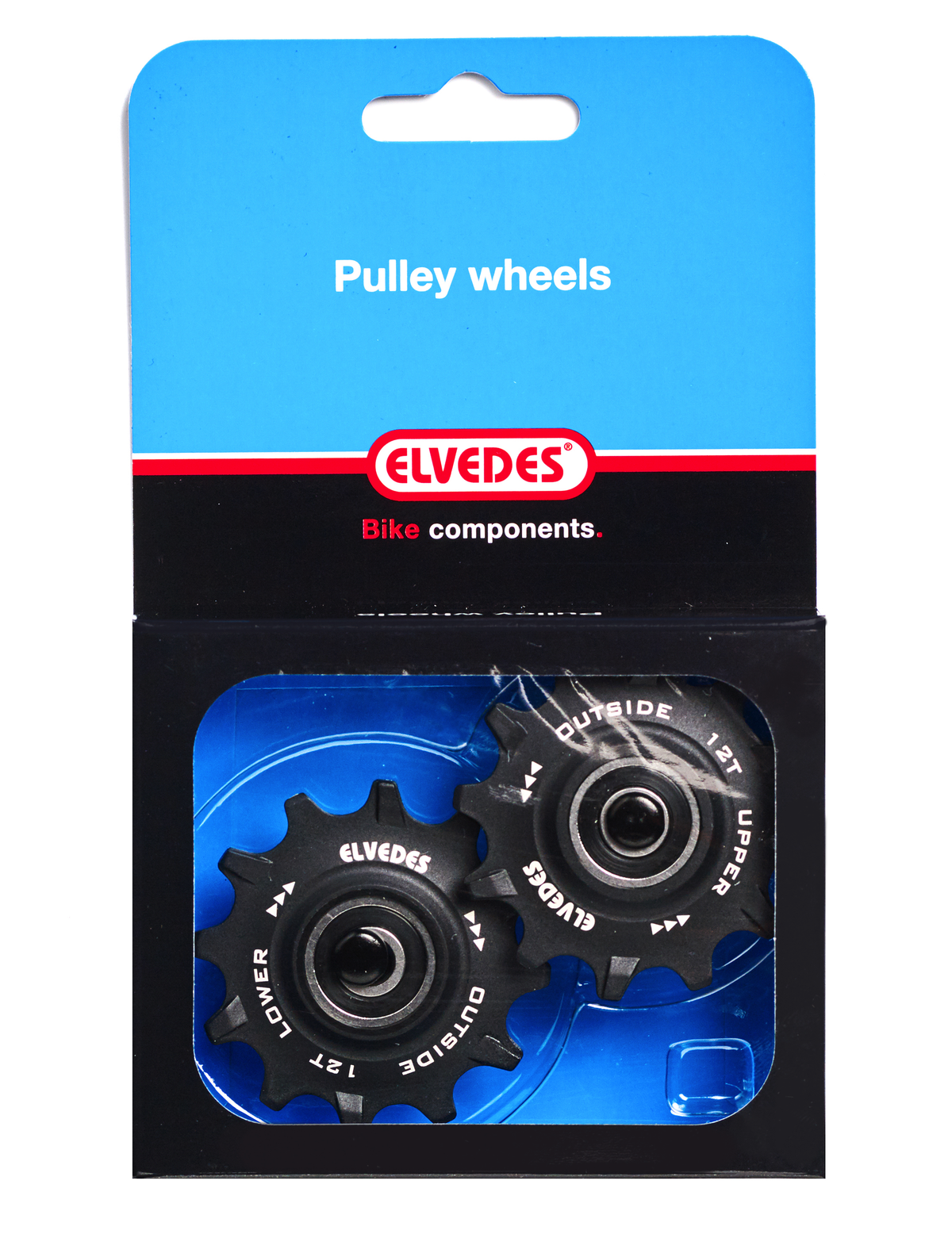 Galets de dérailleur 2 x 12 dents roulements annulaires Elvedes Narrow / Wide