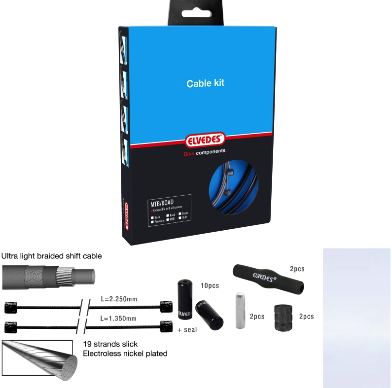 Kit complet transmission Elvedes Pro-Line étanche blanc dia. 4.2mm