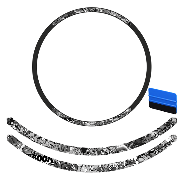 Kit stickers jantes stickerbomb ultra black 25 mm Riesel Design