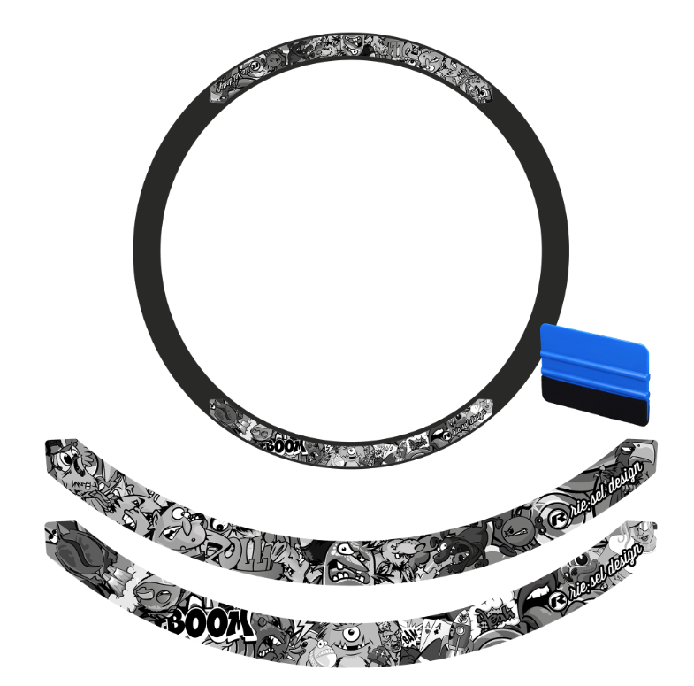 Kit stickers jantes stickerbomb ultra black 40 mm Riesel Design