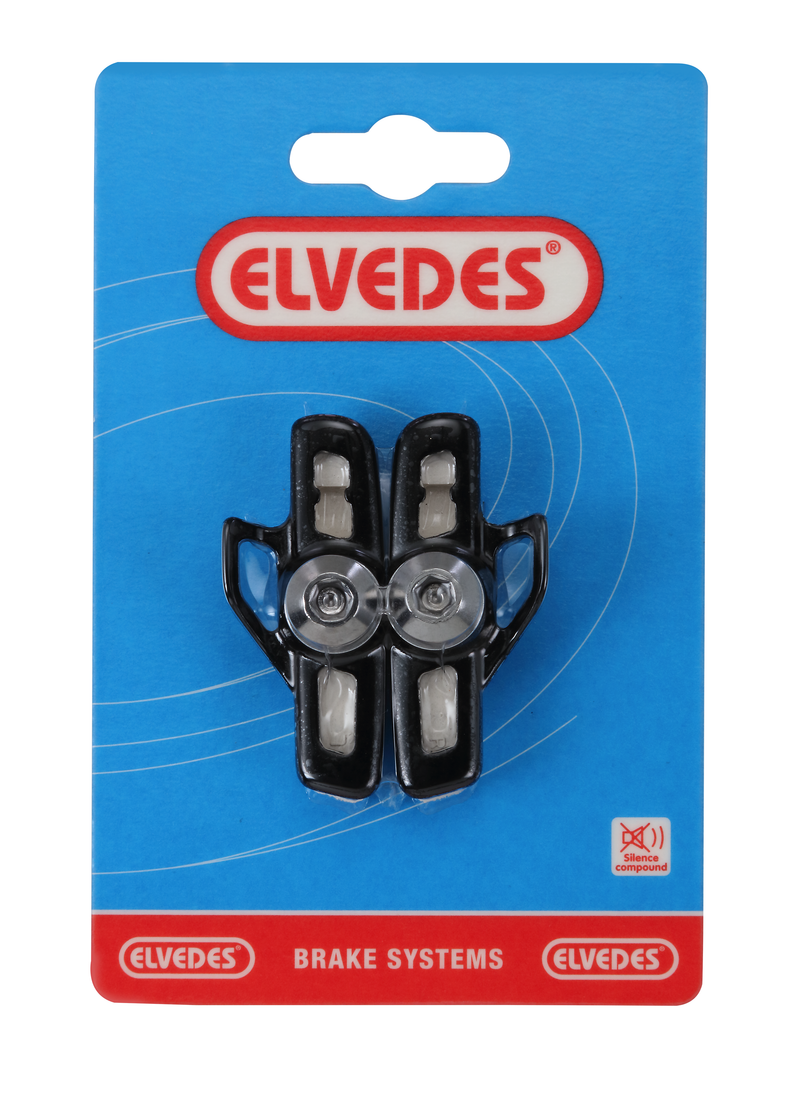Paire de patins plus porte patins alu route 55mm White Elvedes Compound pour Campagnolo