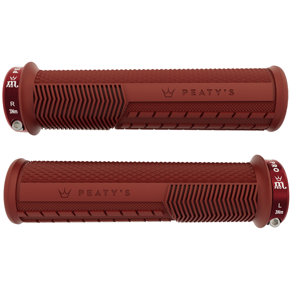 Poignées Peaty's Monarch Pro Knurl épais (32-34mm) Supersoft Bric Red