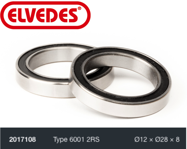 Roulement Elvedes type 6001 2RS Ø12 x Ø28 x 8
