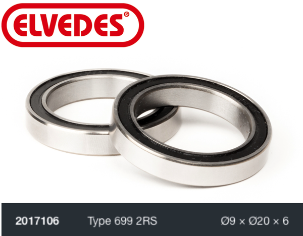 Roulement Elvedes type 699 2RS Ø9 x Ø20 x 6