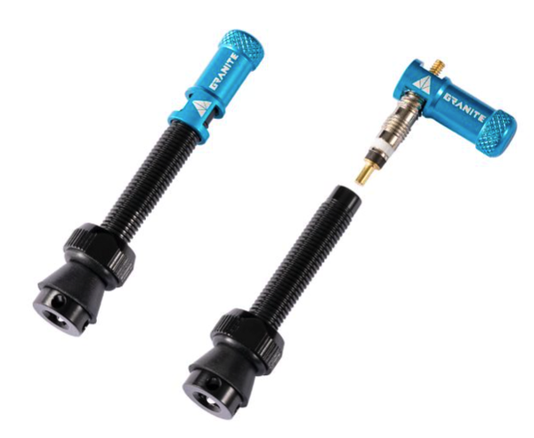 Valves (44mm) et bouchons de valve Granite CNC/démonte obus Juicy Nipples