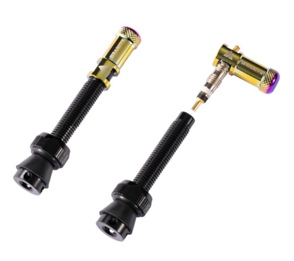 Valves (44mm) et bouchons de valve Granite CNC/démonte obus Oil Slick Juicy Ni