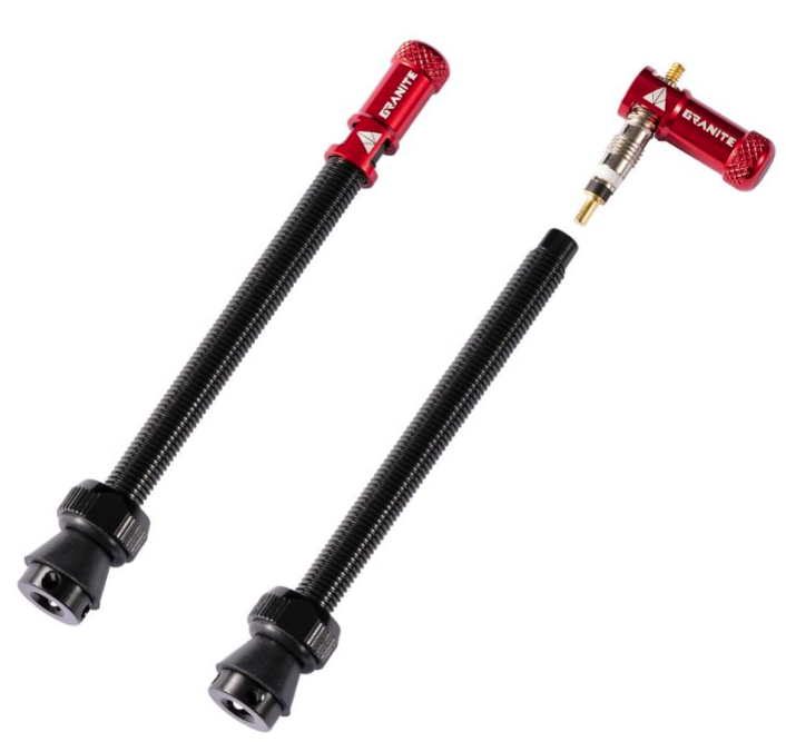 Valves (80mm) et bouchons de valve Granite CNC/démonte obus Rouge Juicy Nipple