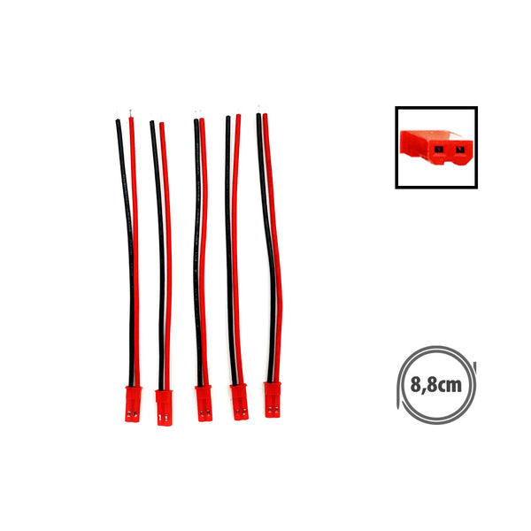 Câble prise JST syp 2 pin femelle x5 - Generic - Vélo Shop Obernai