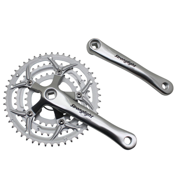 Pédalier Route Stronglight 9-10V. Impact Eco Argent 170 mm 48-38-28 Compatible 8V. (Axe Carré 115 mm)