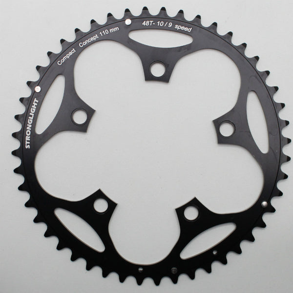 Plateau Route 5 branches Ø 110 Stronglight Dural 48 dents Extérieur Noir Type Shimano 10-9V.