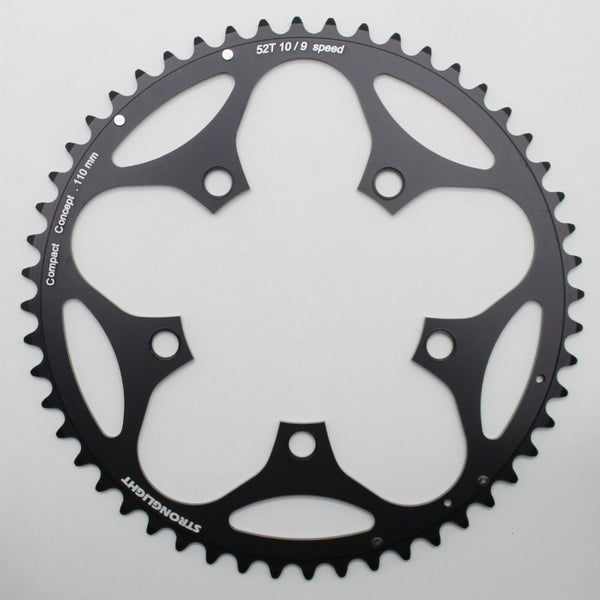 Plateau Route 5 branches Ø 110 Stronglight Dural 52 dents Extérieur Noir Type Shimano 10-9V.