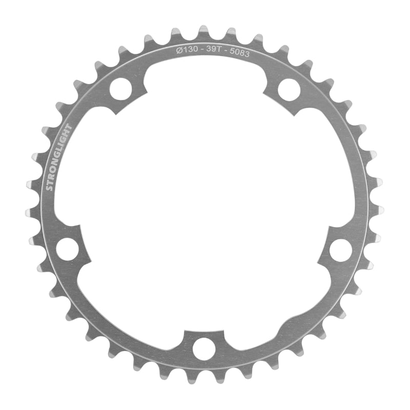 Plateau Route 5 branches Ø 130 Stronglight Dural 39 dents Intérieur Argent Type Shimano 8-9V.