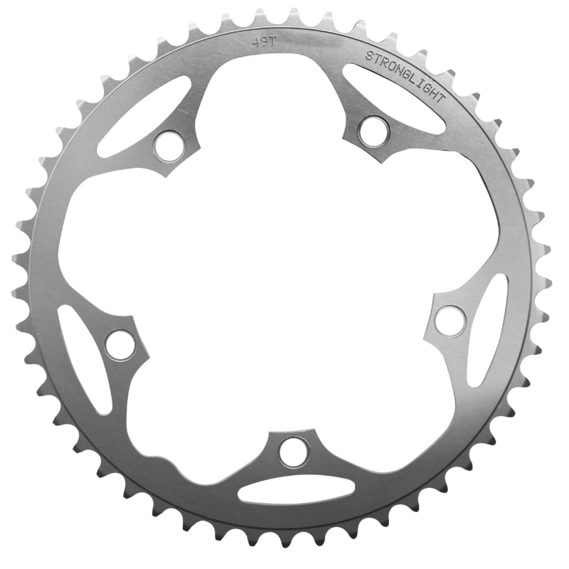 Plateau Route 5 branches Ø 130 Stronglight Dural 49 dents Argent Type Shimano 8-9V.