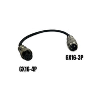 Adaptateur GX16-3 pins male vers GX16-4 pins femelle - vue 1
