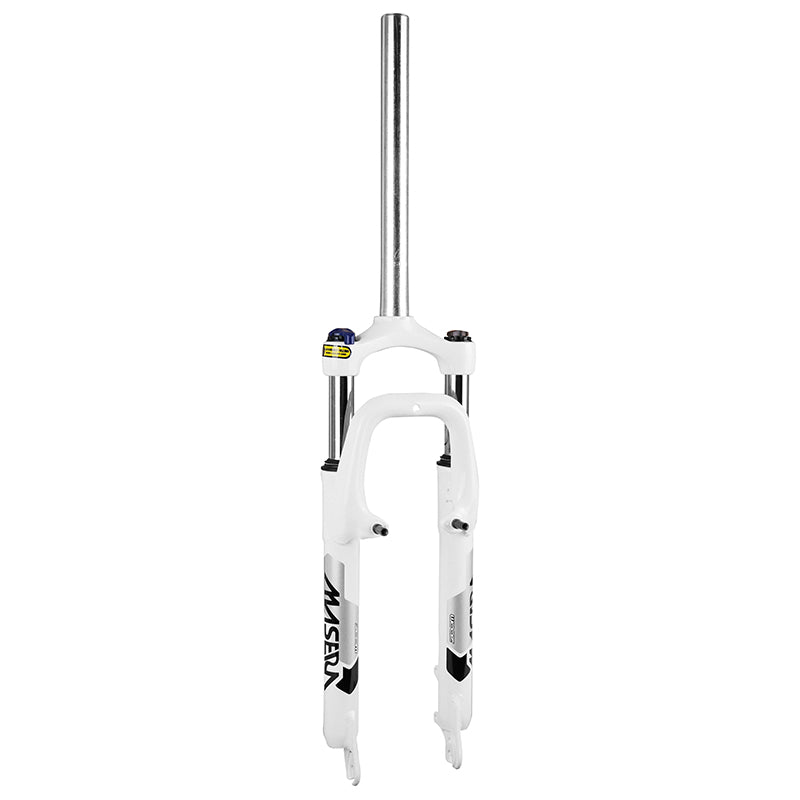 Fourche VTT 26 " Zoom 386Mlo A Ressort Blanc Réglable-Blocable Deb. 60 mm Pivot Lisse 285 mm 1''1-8-28,6 Extérieur Compa