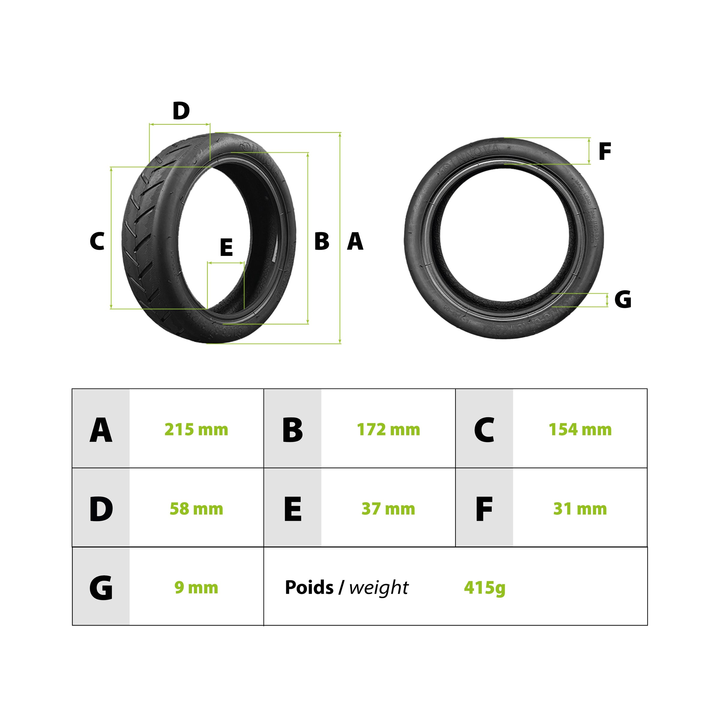 Xiaomi M365 Reinforced Tire (50/75-6.1) - vue 3