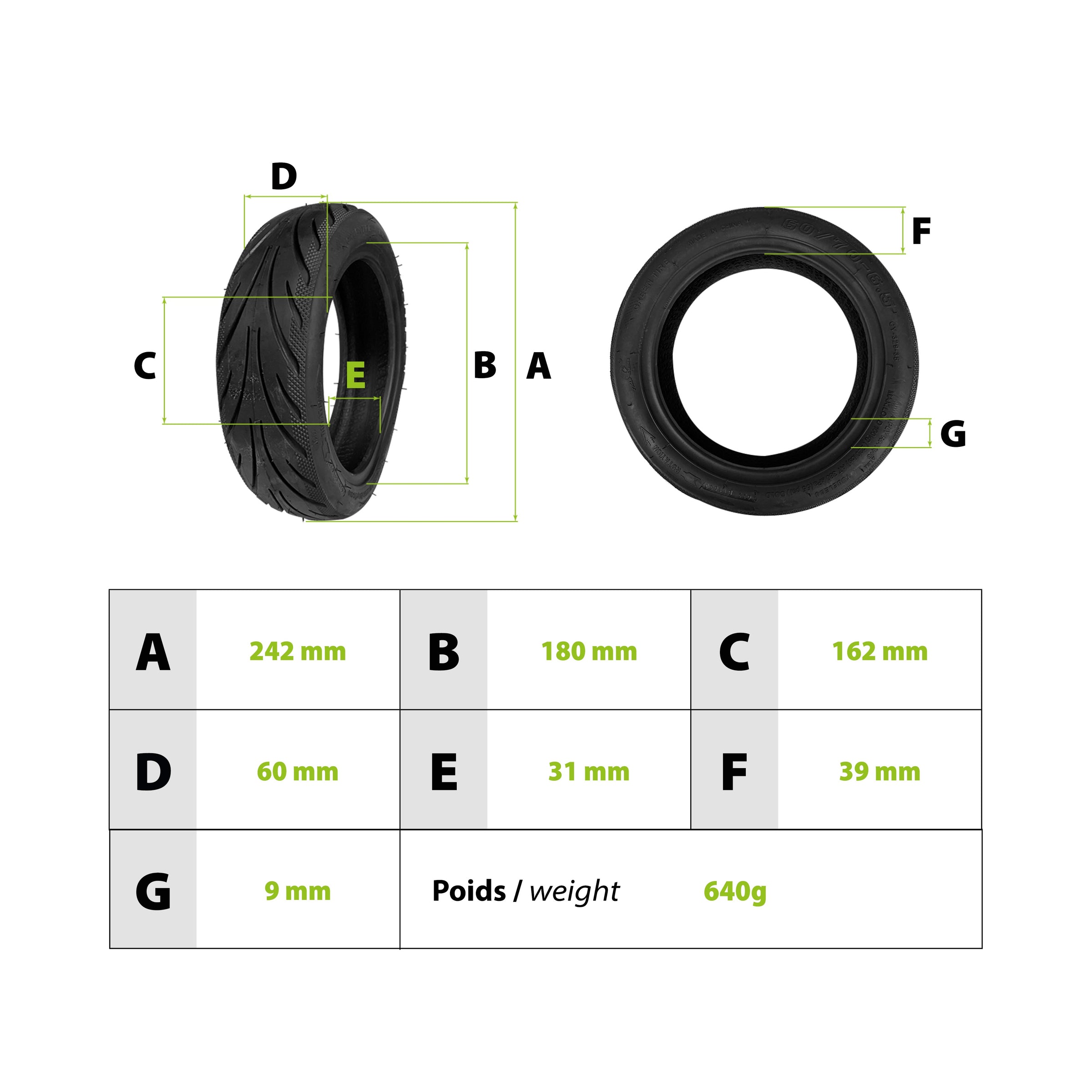 Tyre 60/70-6.5 Ninebot G30 max - vue 3