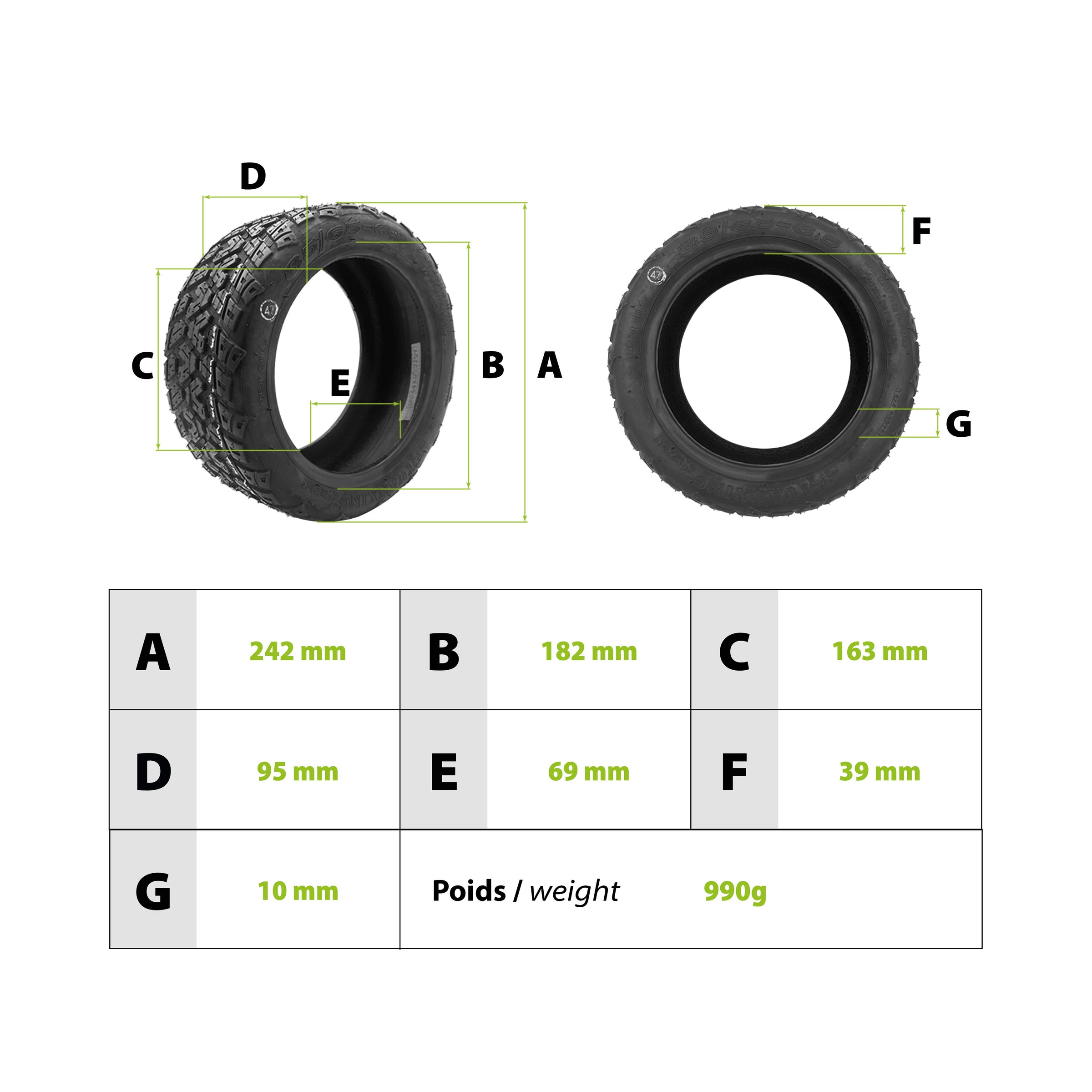 Pneu 85/65-6.5 Tubeless Semi Offroad - vue 3