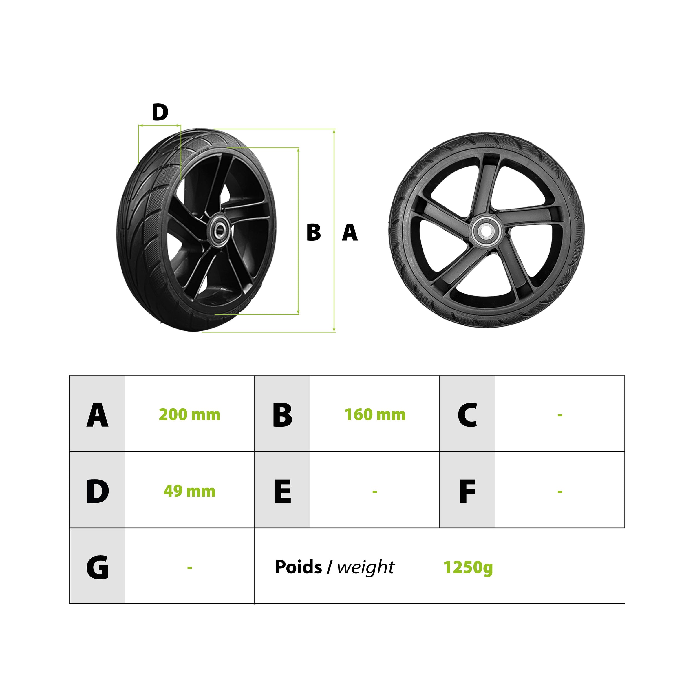 Ninebot Es 1/2/3/4 complete rear wheel - vue 3