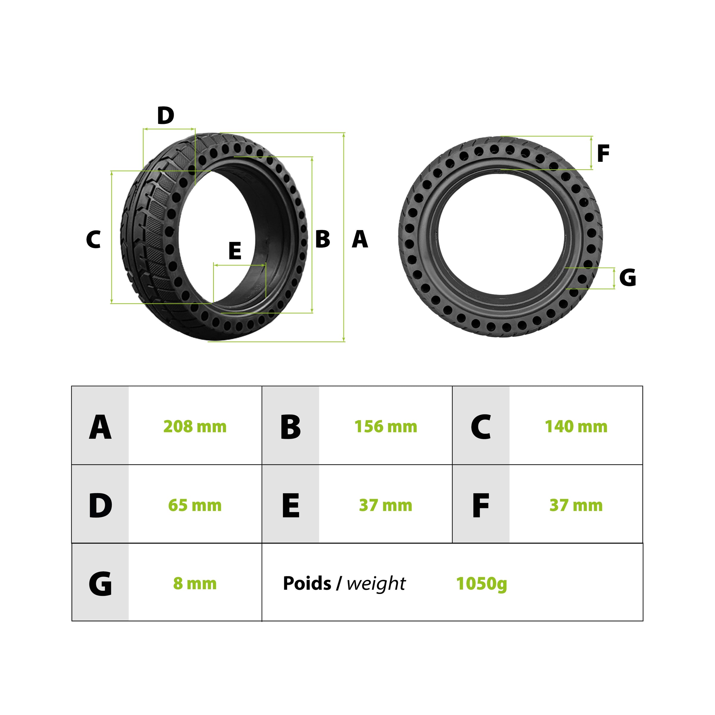 Puncture-proof solid tire for Dualtron mini Pop Popular and Togo - vue 3
