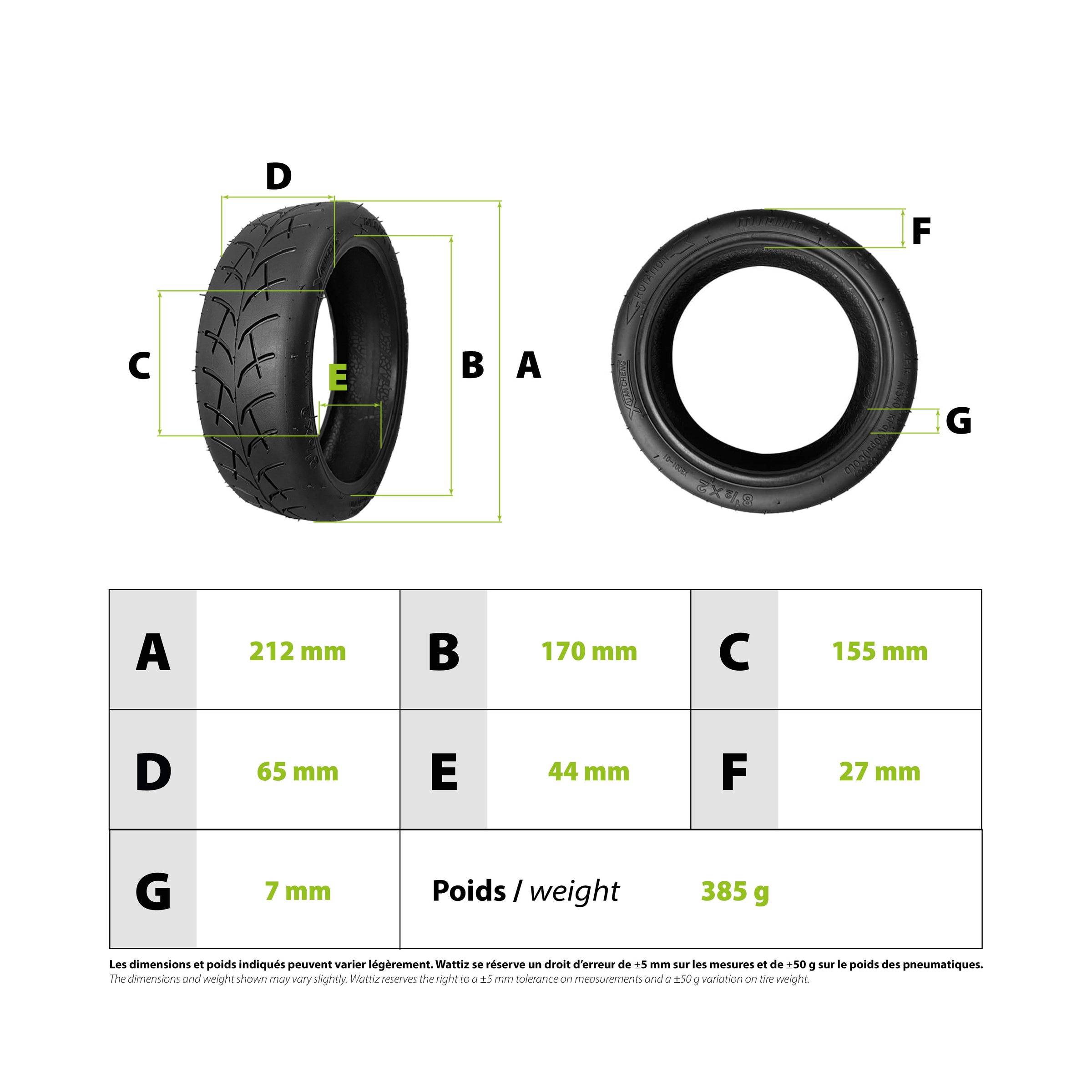 Tire 8.5x2 Dualtron Mini Speedway Lightweight Minimotors - vue 3