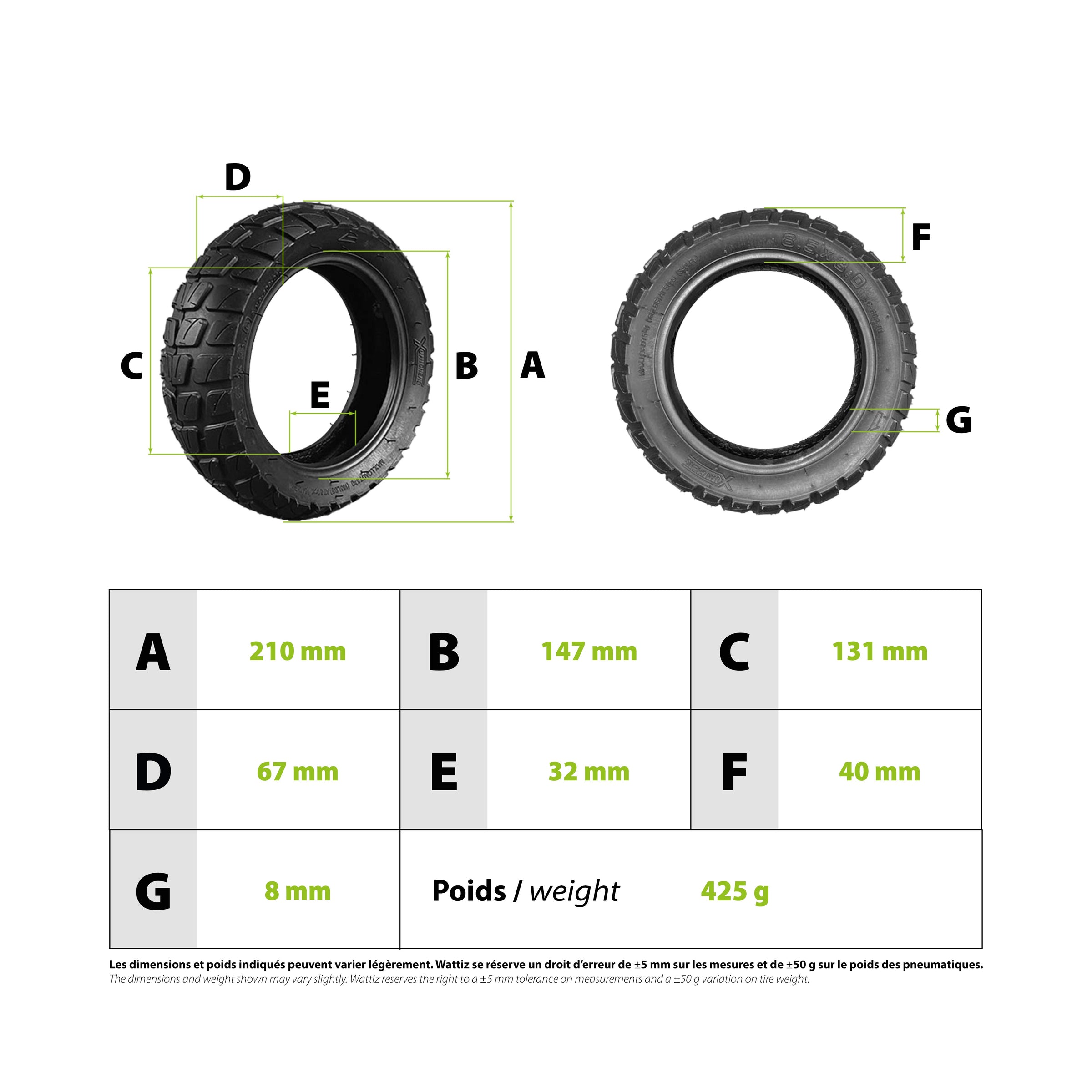 Reinforced 8.5x3.0 semi off-road tire Vsett 8 & 9 - vue 3