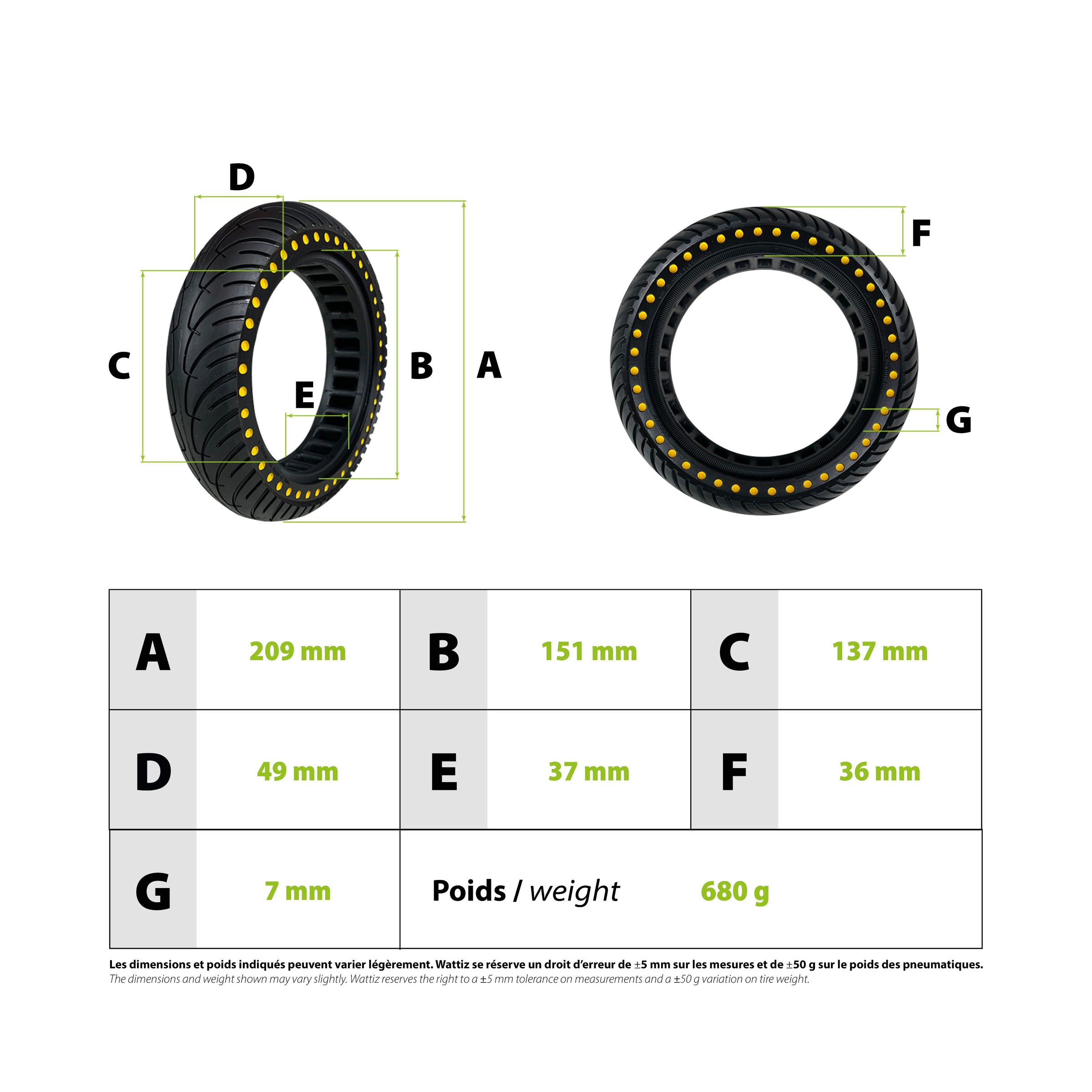 Yellow next-generation solid tire for Xiaomi - vue 3