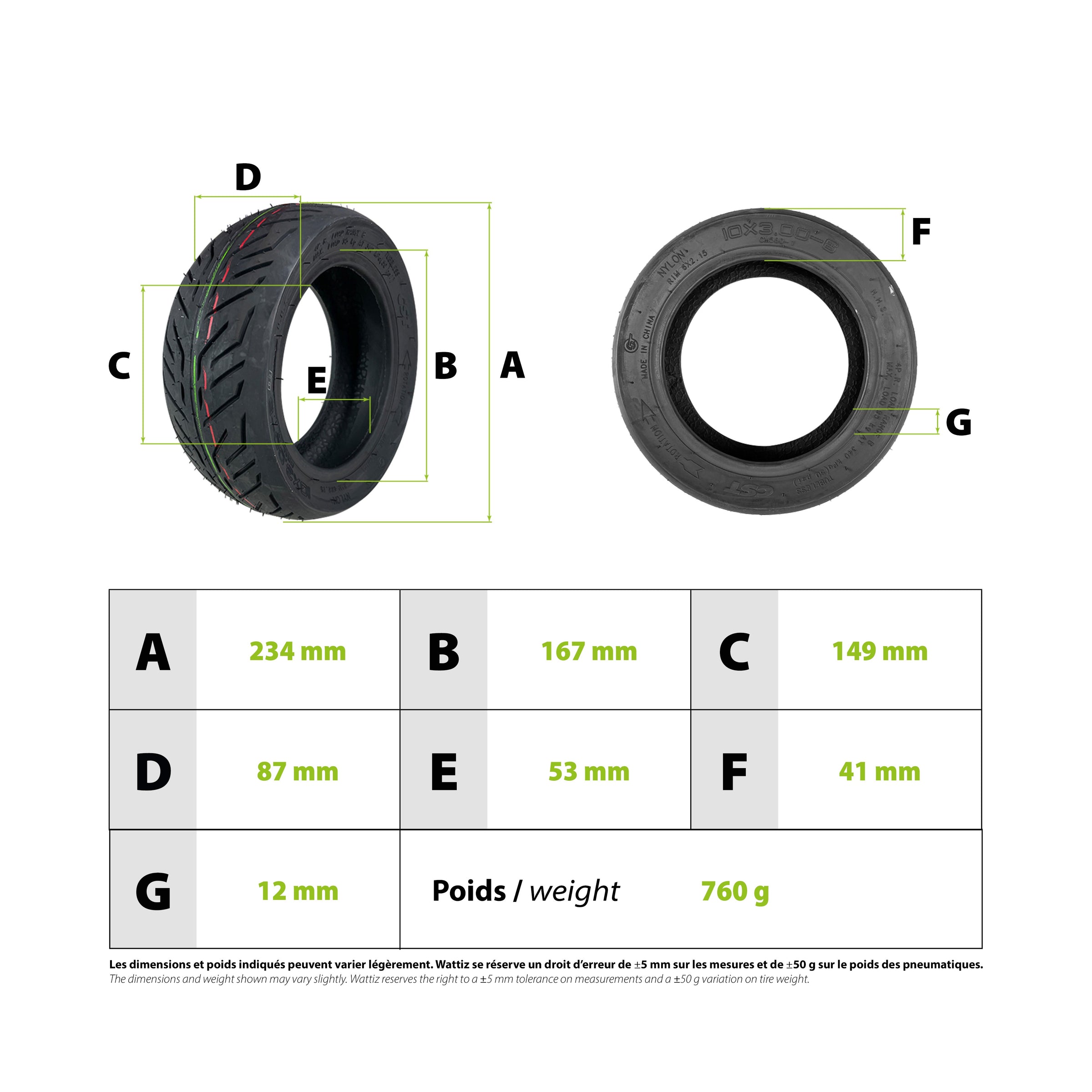 10x3.00-6 CST tubeless tire Dualtron Victor Nami Klima - vue 3