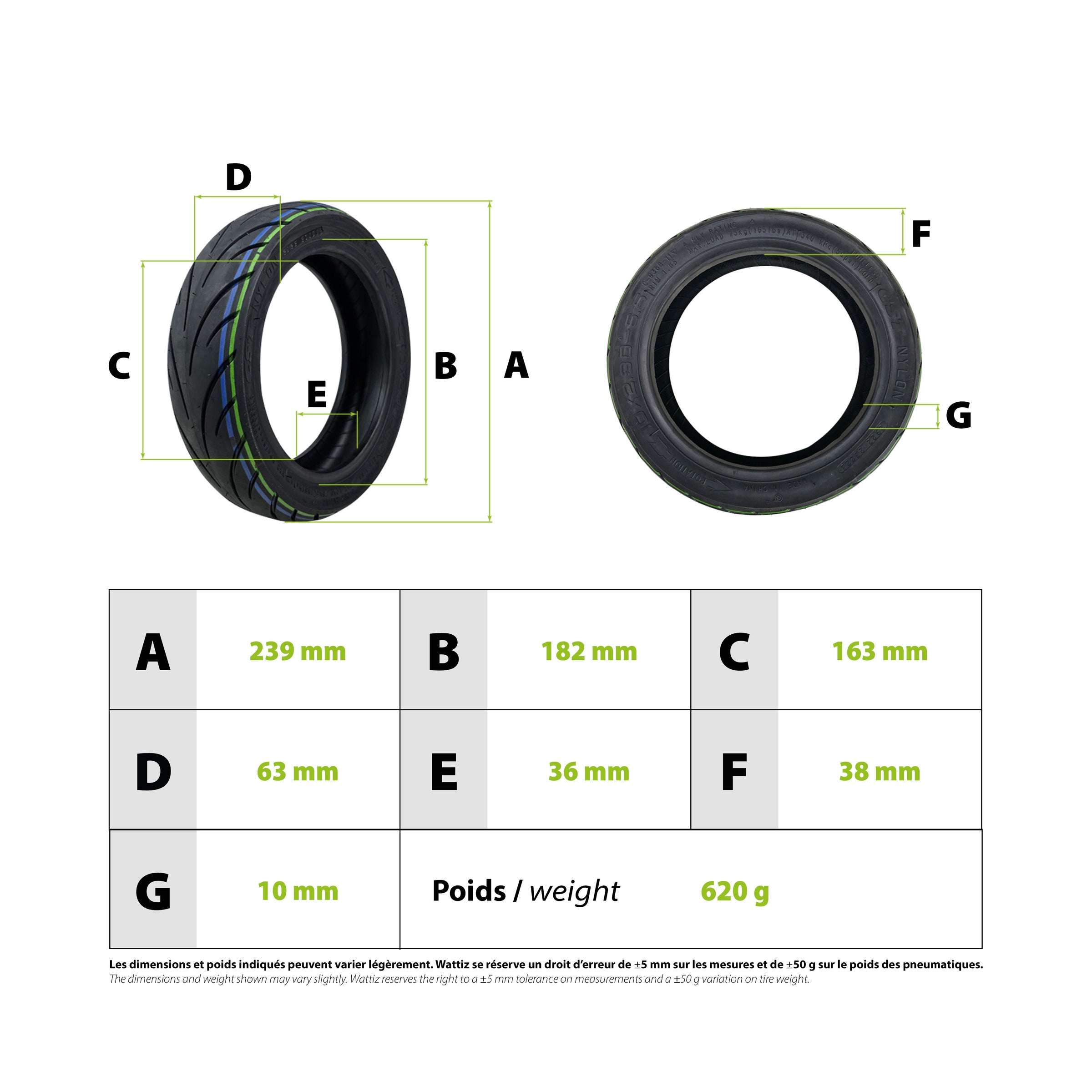 Pneu 10x2.30-6.5 CST Niu Kqi2 - vue 3