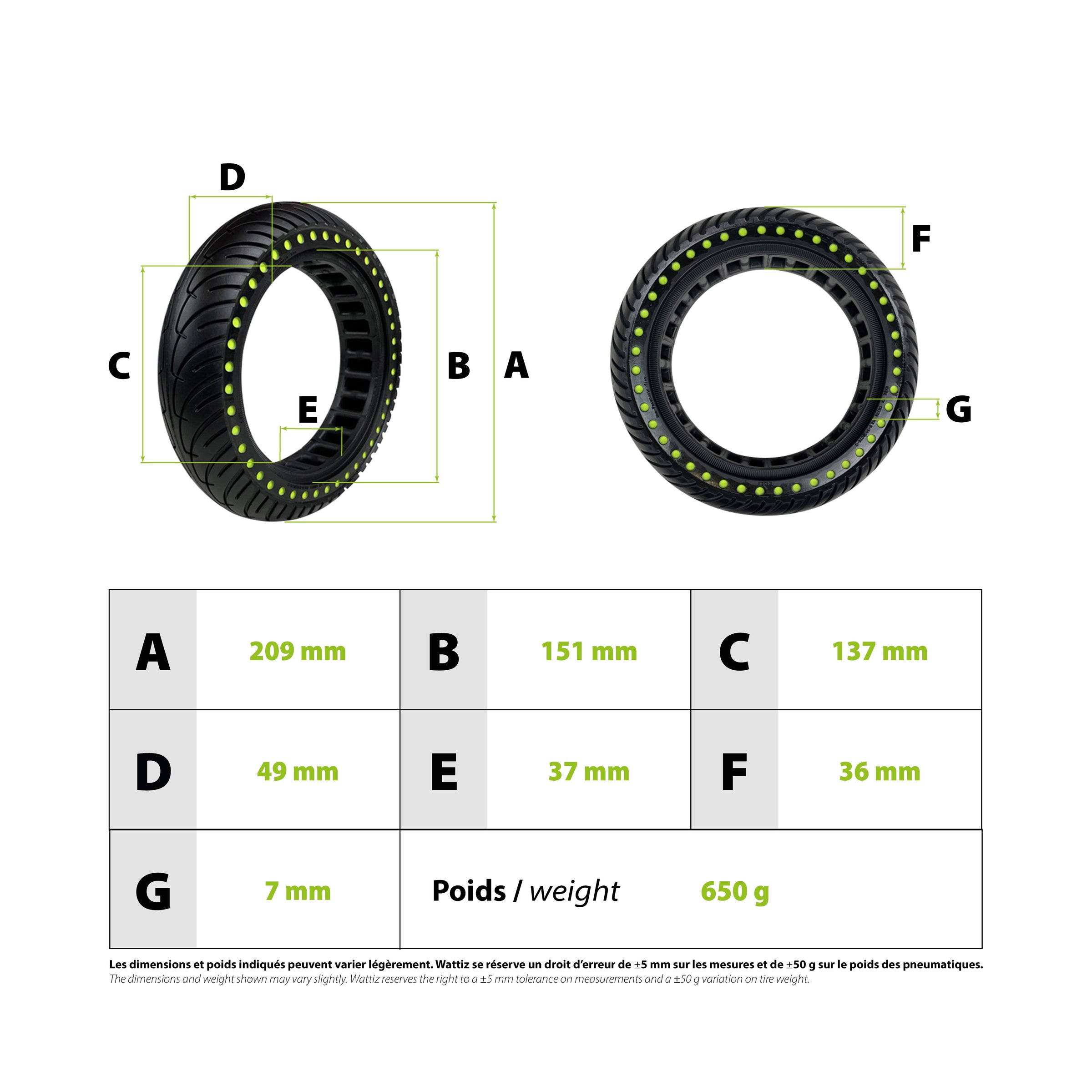 Solid tire 8.5x2 fluorescent Xiaomi - vue 3