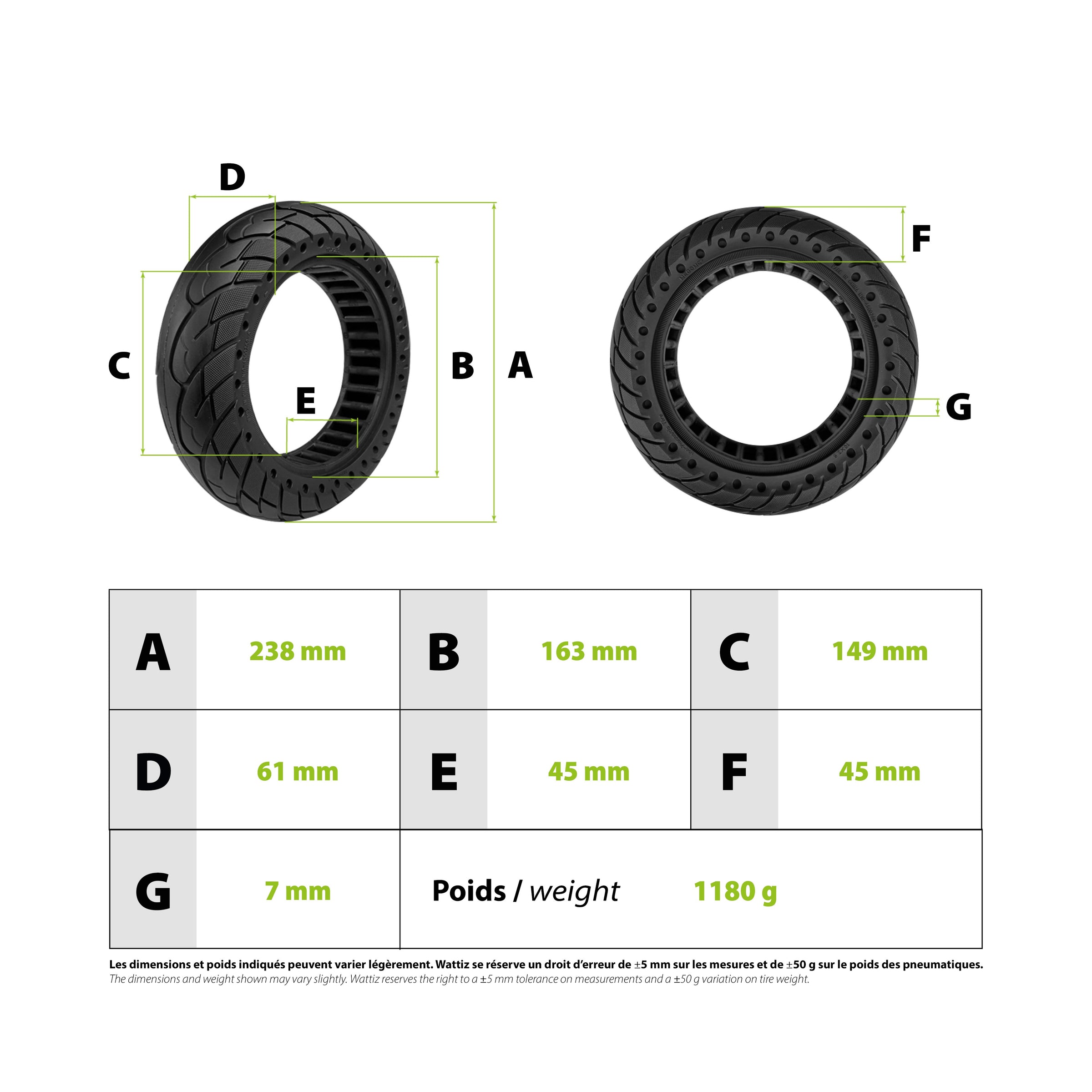Solid tire 10x2.50-6.5 Ninebot G30 - vue 3