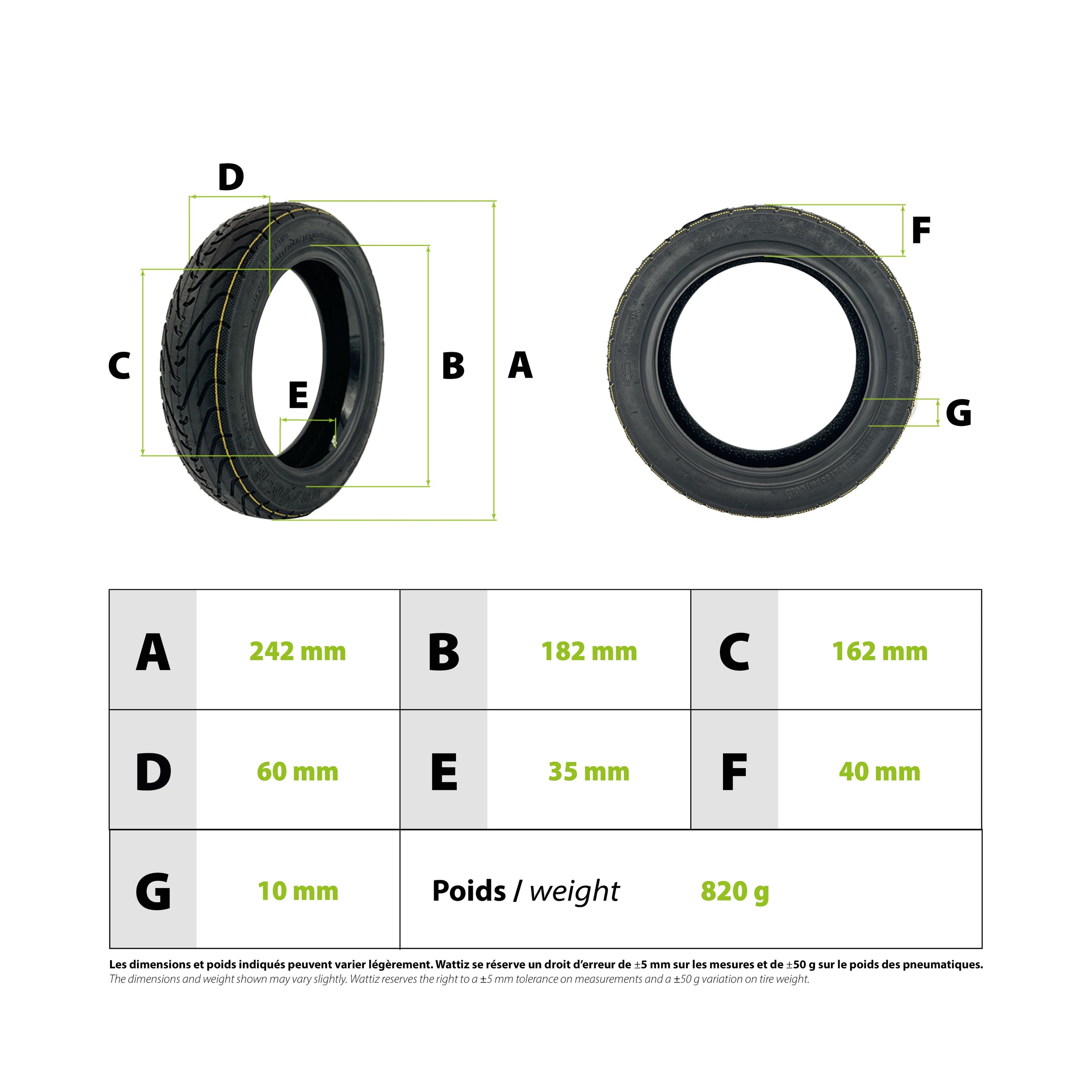 60/70-6.5 tubeless tire with gel for Ninebot - vue 3