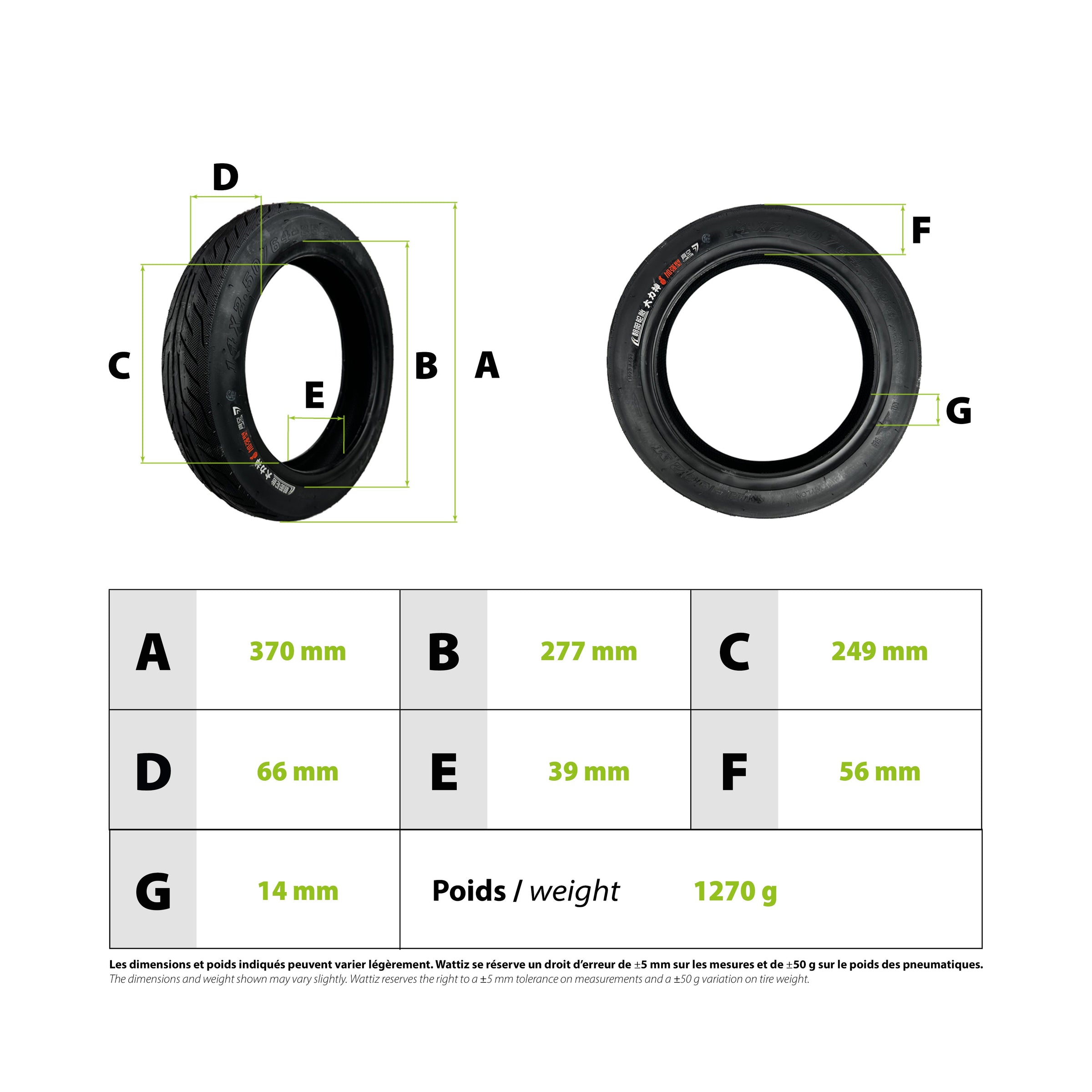 Tire 2.50-10 Dualtron City (14x2.50-10) - vue 3