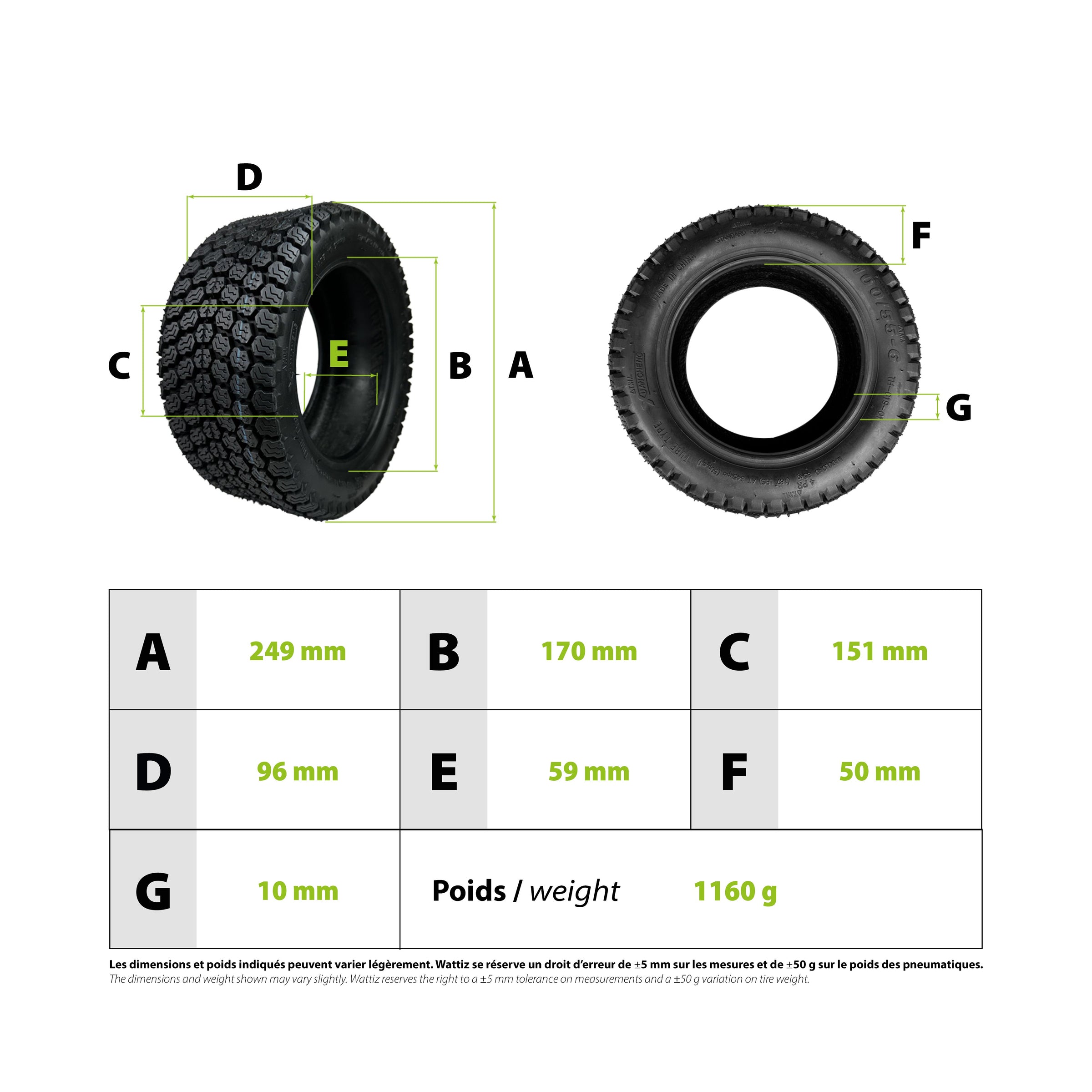 Pneu 100/55-6 Teverun Fighter 10 - vue 3