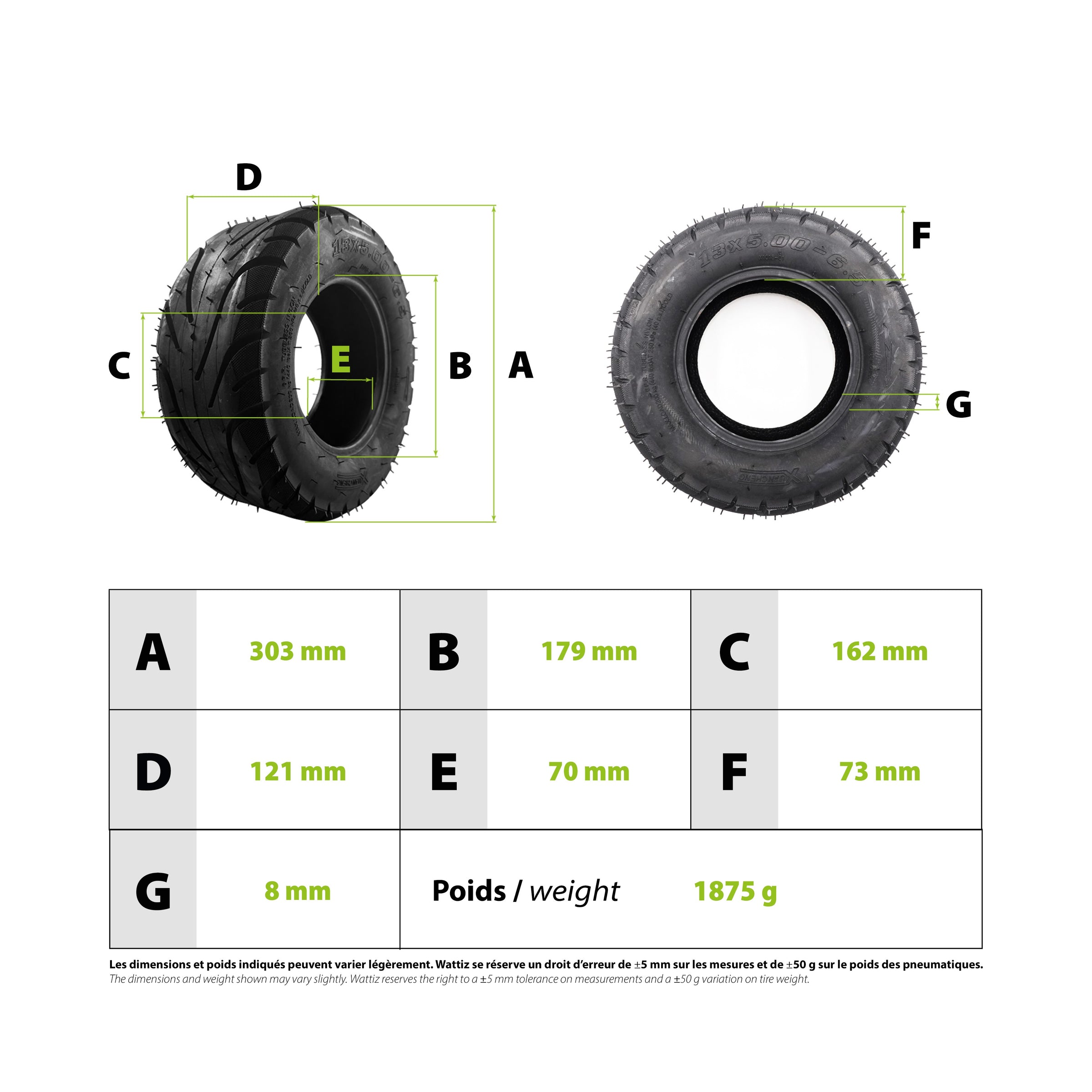 Pneu 13x5.0-6.5 - vue 3