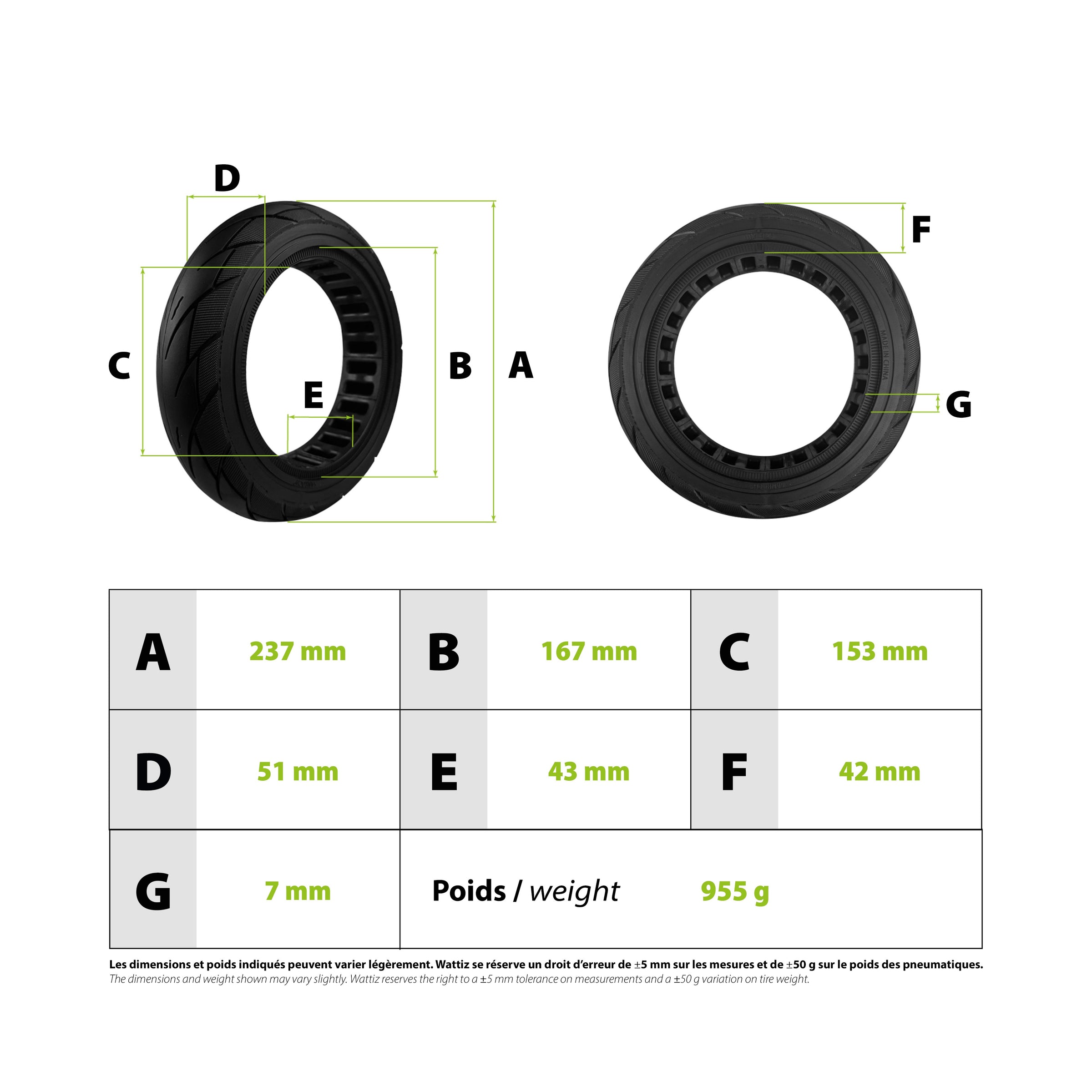Solid Tire 10x2.125 Ninebot F Xiaomi Mi4 - vue 3