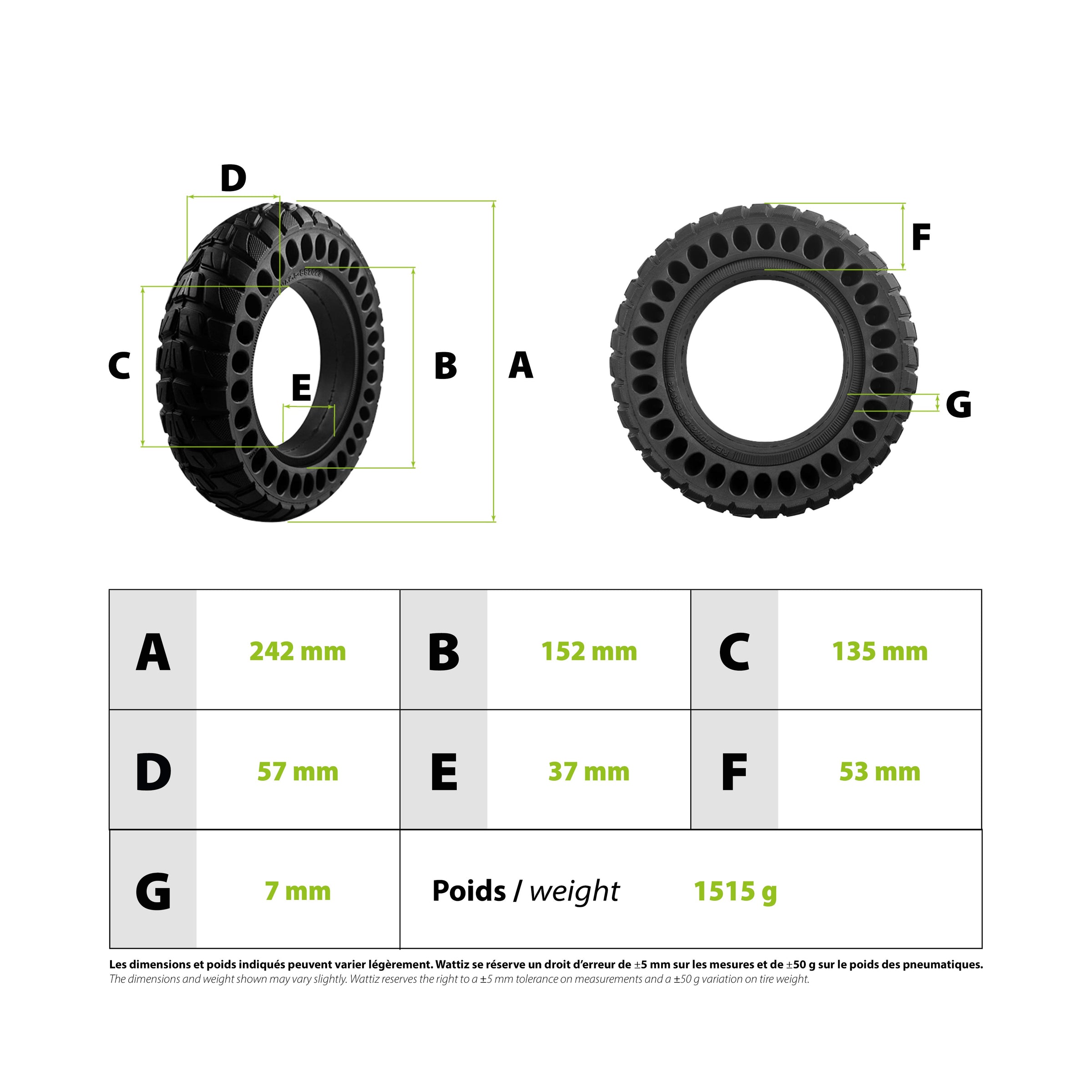 Pneu plein 10x2.50 - 36mm offroad Kugoo M4 M4 Pro - vue 3