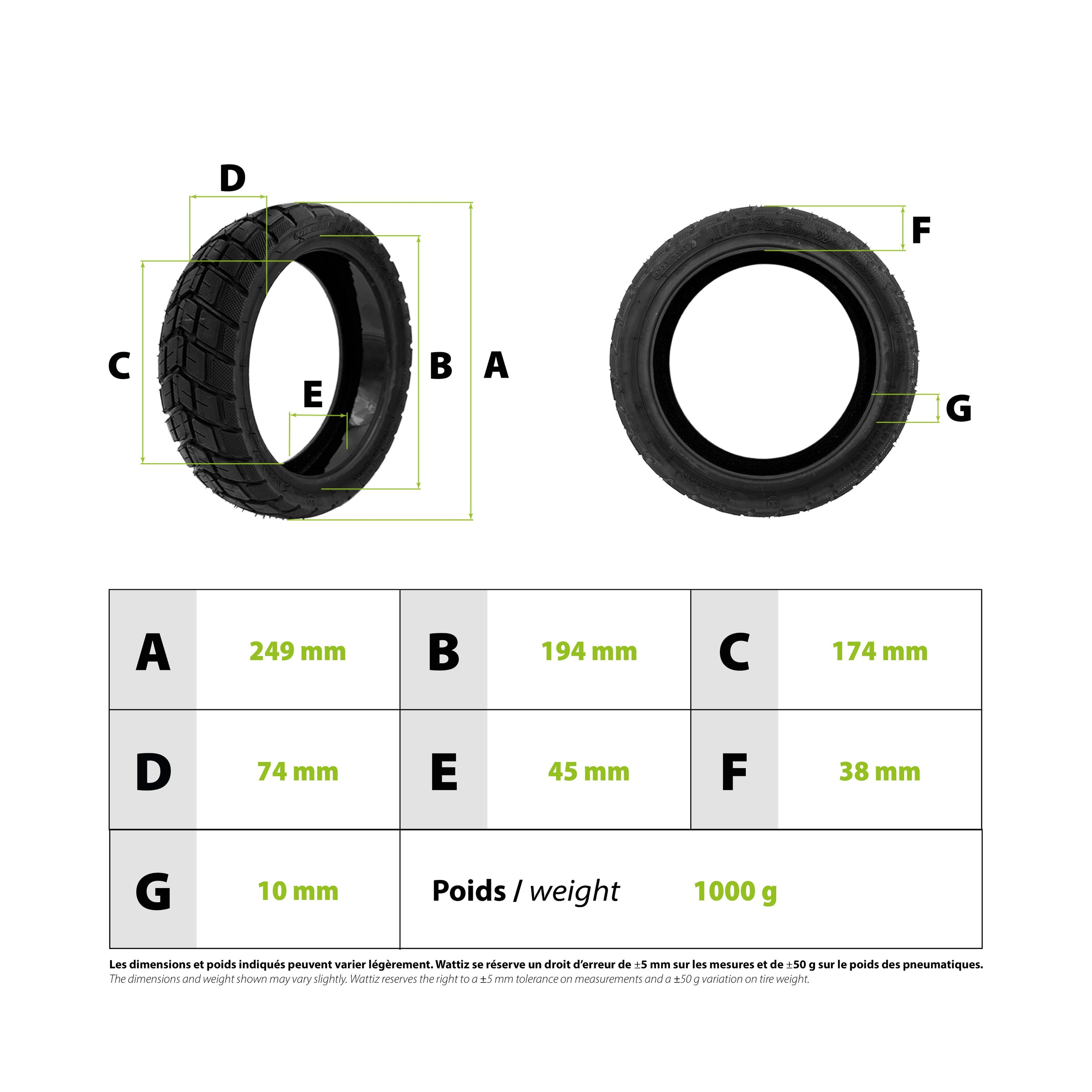 10.5x2.75 tubeless Off-Road tire with anti-puncture gel - vue 3