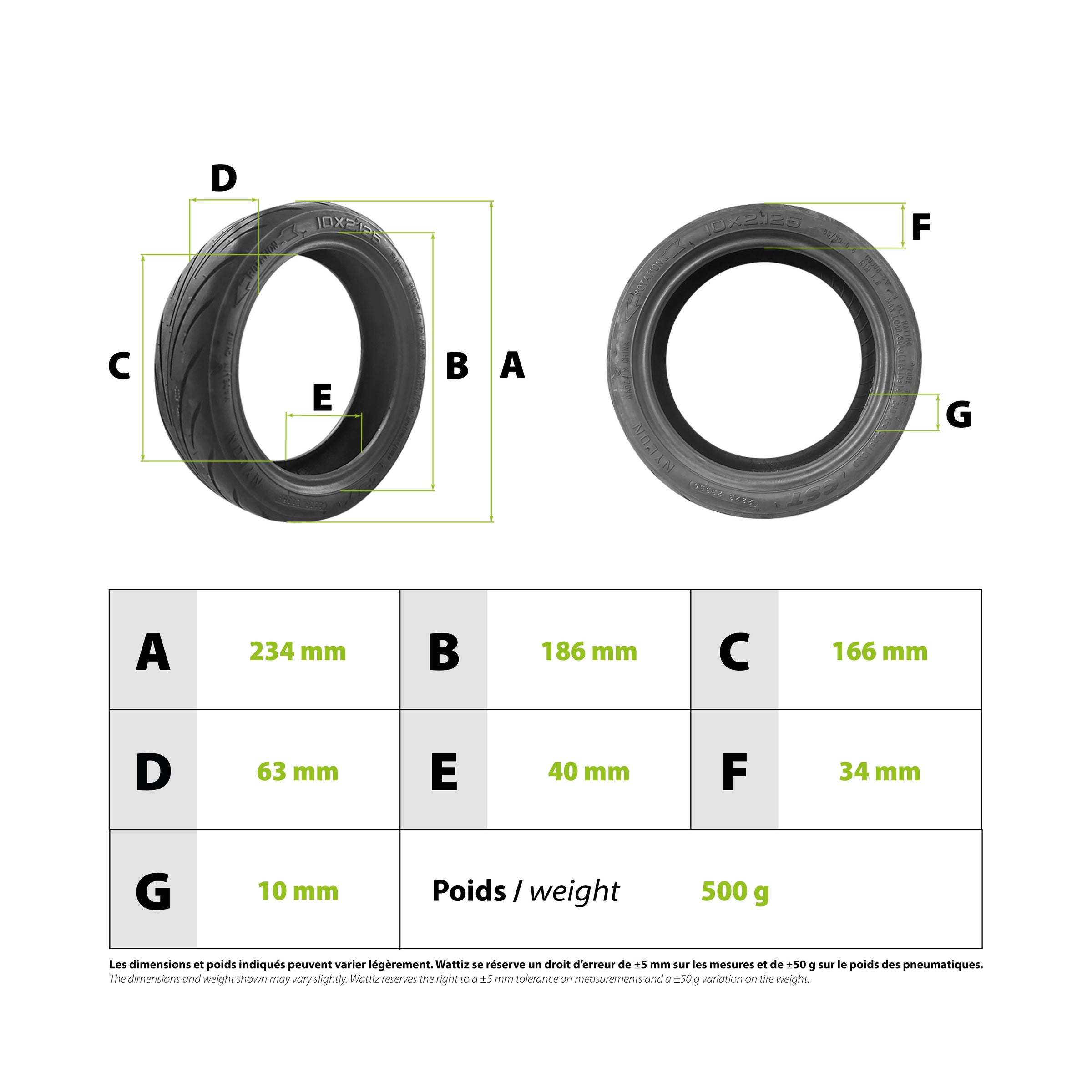 Pneu 10x2.125 (55/80-6.6) CST Navee V40 - vue 3