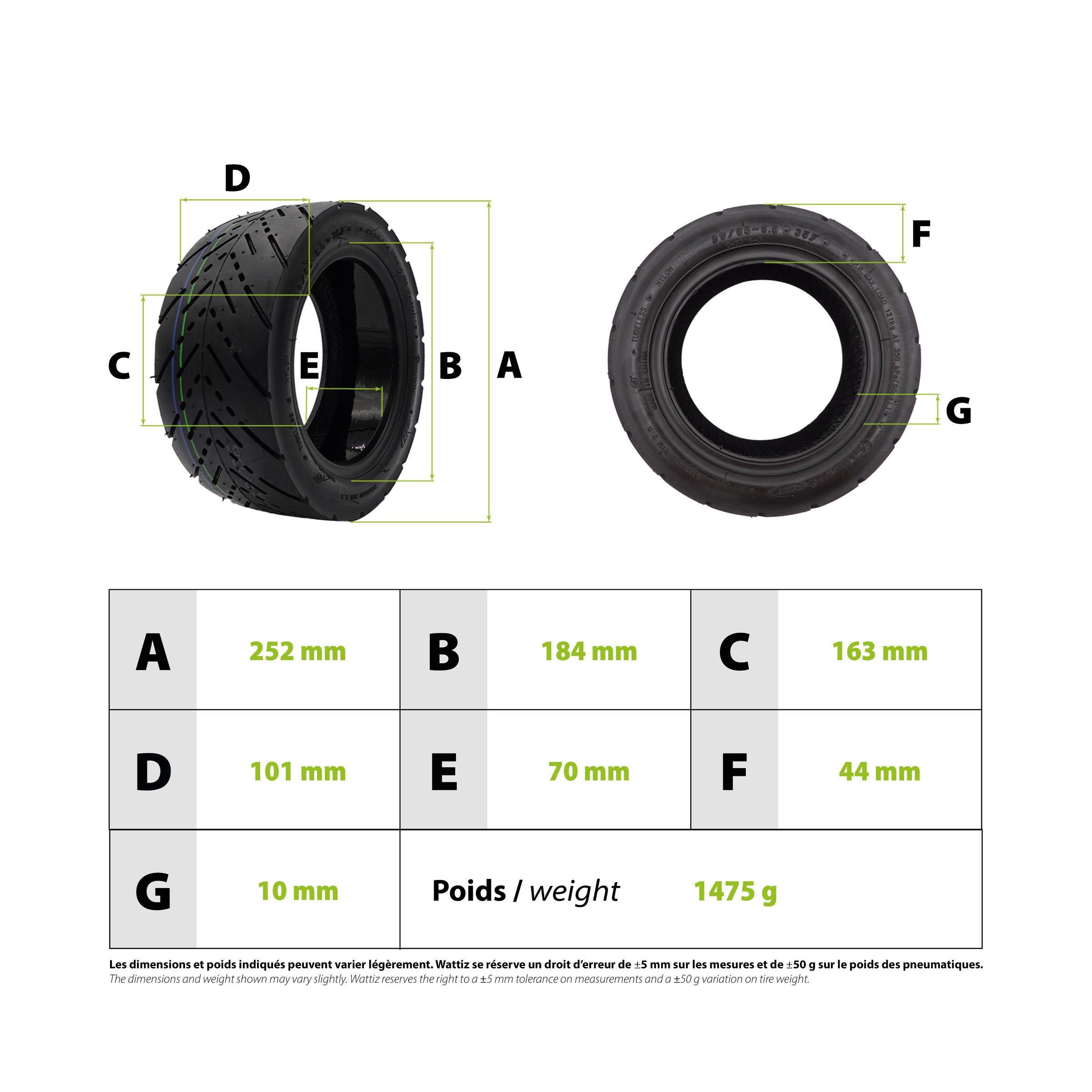 Pneu 90/65-6.5 CST route gel anti crevaison - vue 3